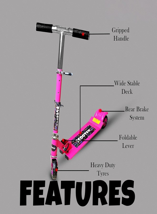 Plutofit Foldable 3 Wheel Kids Scooter Tricycle Heavy Duty Skate Scooter, Pink - Image 3